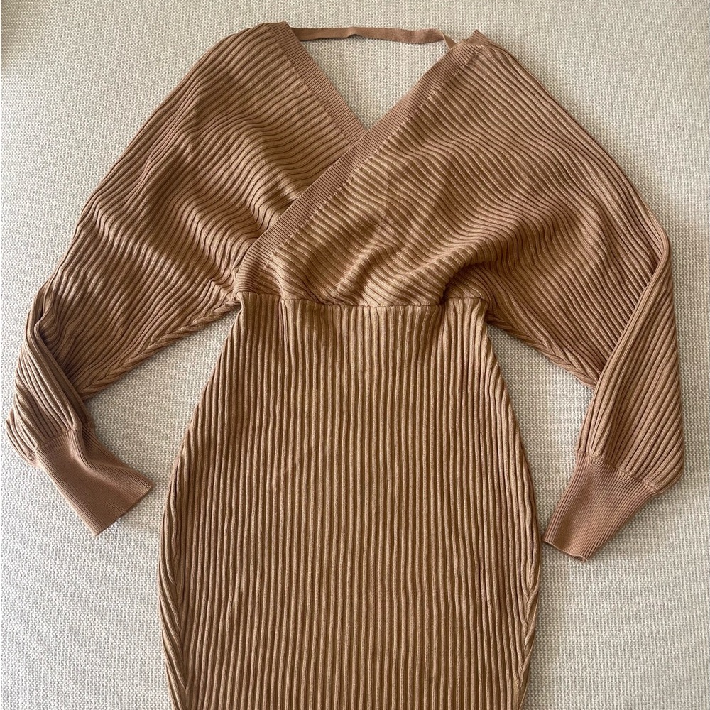 Brown Ribbed Dress